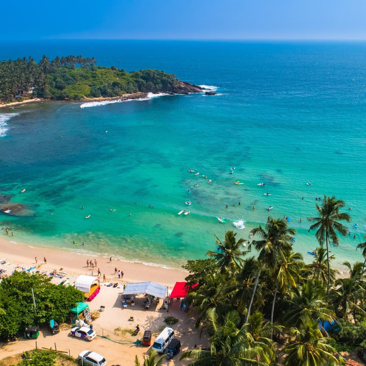 Aerial view of Hiriketiya horseshoe bay