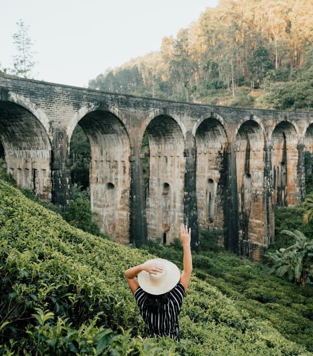 Tourist taking photo near the tracks